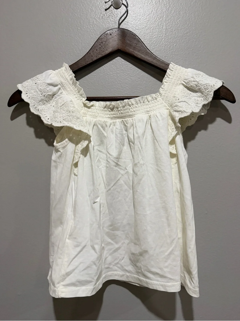 NWT - Polo Ralph Lauren White Eyelet Ruffle Off-Shoulder Blouse size 5